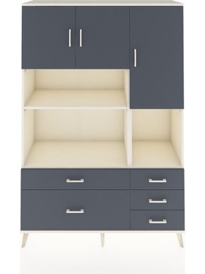 Dienni Hyperion Dolap 8 Raflı 5 Çekmeceli 3 Kapaklı 132X44X195 Aytaşı-Antrasit/antrasit