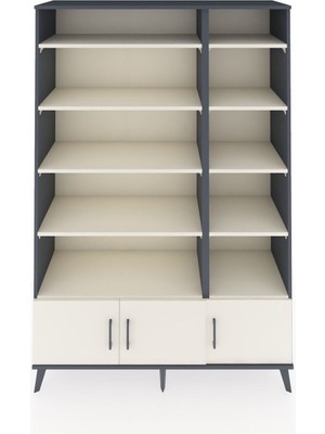 Dienni Hyperion Dolap 10 Raflı 3 Kapaklı 132X44X195 Antrasit-Aytaşı/aytaşı