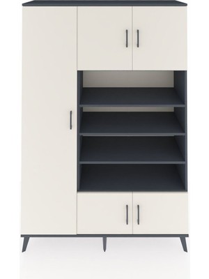 Dienni Hyperion Dolap 10 Raflı 5 Kapaklı 132X44X195 Antrasit-Aytaşı/antrasit