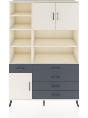 Dienni Hyperion Dolap 9 Raflı 5 Çekmeceli 3 Kapaklı 132X44X195 Aytaşı-Aytaşı/antrasit