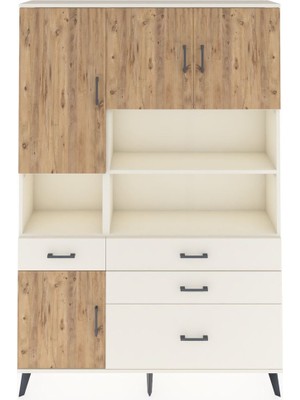 Dienni Arges Dolap 9 Raflı 4 Çekmeceli 4 Kapaklı 132X30X195 Aytaşı-Çam/aytaşı