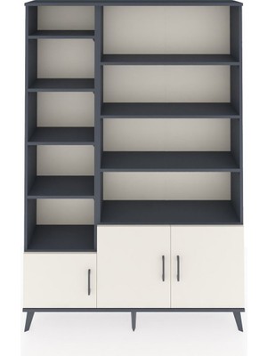 Dienni Arges Dolap 10 Raflı 3 Kapaklı 132X30X195 Antrasit-Aytaşı/antrasit