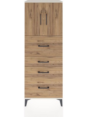 Dienni Hyperion Dolap 2 Raflı 4 Çekmeceli 2 Kapaklı 60X44X163 Aytaşı-Çam