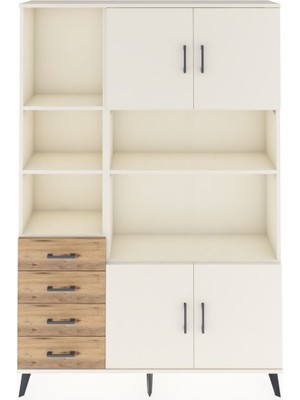Dienni Arges Dolap 8 Raflı 4 Çekmeceli 4 Kapaklı 132X30X195 Aytaşı-Aytaşı/çam