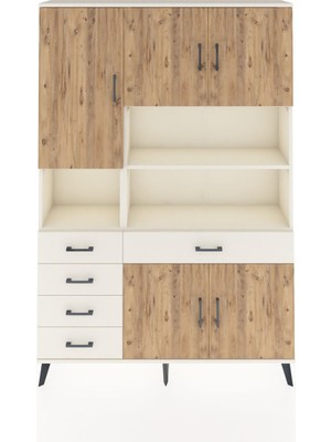 Dienni Arges Dolap 9 Raflı 5 Çekmeceli 5 Kapaklı 132X30X195 Aytaşı-Çam/aytaşı