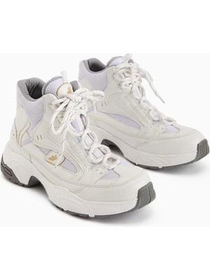 Limoya Nency Beyaz Bağcıklı Kadın Spor Bot