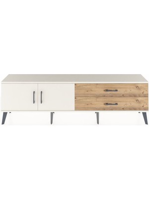 Dienni Arges Tv Ünitesi Tek Raflı 2 Çekmeceli 2 Kapaklı 176X30X51 Aytaşı-Aytaşı/çam