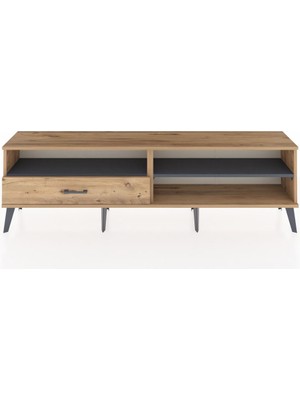 Dienni Arges Tv Ünitesi 2 Raflı Tek Çekmeceli  176X30X51 Çam-Antrasit/çam