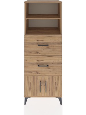 Dienni Hyperion Dolap 2 Raflı 2 Çekmeceli 2 Kapaklı 60X44X163 Çam-Çam
