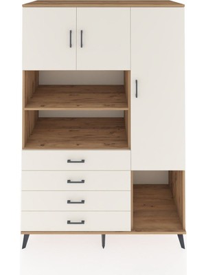 Dienni Kronos Dolap 8 Raflı 4 Çekmeceli 3 Kapaklı 132X59X195 Çam-Aytaşı/aytaşı