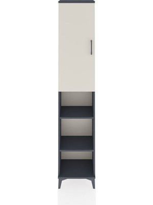 Dienni Arges Dolap 4 Raflı Tek Kapaklı Tek Askılı 44X30X221 Antrasit-Aytaşı