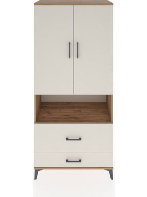 Dienni Hyperion Dolap 2 Raflı 2 Çekmeceli Tek Askılı 88X44X195 Çam-Aytaşı