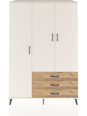Dienni Kronos Dolap 6 Raflı 3 Çekmeceli Tek Askılı 132X59X195 Aytaşı-Aytaşı/çam