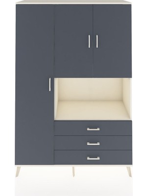 Dienni Hyperion Dolap 6 Raflı 3 Çekmeceli 3 Kapaklı 132X44X195 Aytaşı-Antrasit/antrasit