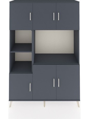 Dienni Hyperion Dolap 9 Raflı 6 Kapaklı 132X44X195 Antrasit-Antrasit/antrasit