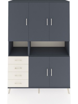 Dienni Hyperion Dolap 7 Raflı 4 Çekmeceli 5 Kapaklı 132X44X195 Antrasit-Antrasit/aytaşı