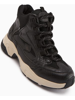 Limoya Nency Siyah Bağcıklı Kadın Spor Bot