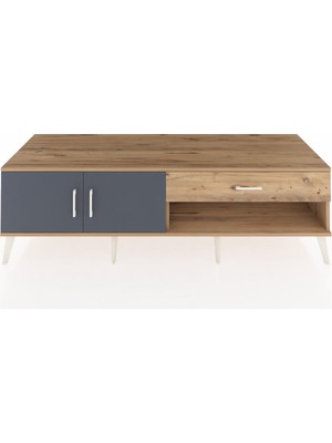 Dienni Kronos Tv Ünitesi Tek Raflı Tek Çekmeceli 2 Kapaklı 176X59X51 Çam-Antrasit/çam