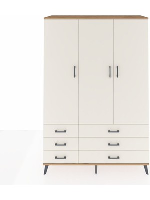 Dienni Hyperion Dolap 5 Raflı 6 Çekmeceli Tek Askılı 132X44X195 Çam-Aytaşı/aytaşı