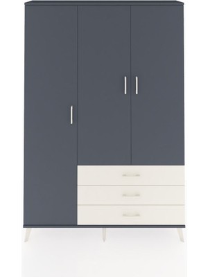 Dienni Arges Dolap 6 Raflı 3 Çekmeceli Tek Askılı 132X30X195 Antrasit-Antrasit/aytaşı