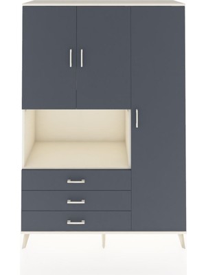 Dienni Hyperion Dolap 7 Raflı 3 Çekmeceli 3 Kapaklı 132X44X195 Aytaşı-Antrasit/antrasit