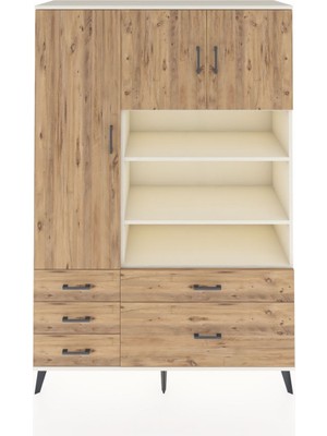 Dienni Hyperion Dolap 9 Raflı 5 Çekmeceli 3 Kapaklı 132X44X195 Aytaşı-Çam/çam