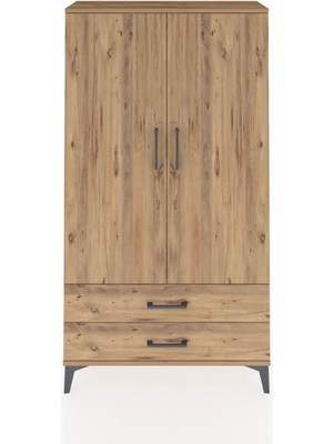 Dienni Arges Dolap 3 Raflı 2 Çekmeceli 2 Kapaklı 88X30X163 Çam-Çam