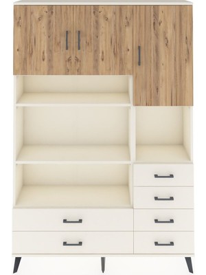 Dienni Arges Dolap 9 Raflı 6 Çekmeceli 3 Kapaklı 132X30X195 Aytaşı-Çam/aytaşı