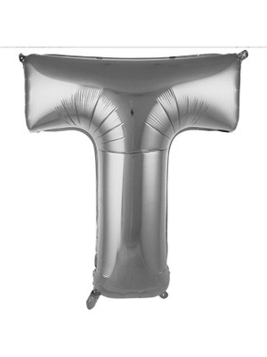 Sinda T-Harfi Folyo Balon Gümüş Rengi 76 cm