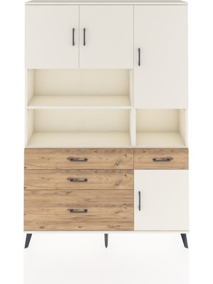 Dienni Arges Dolap 9 Raflı 4 Çekmeceli 4 Kapaklı 132X30X195 Aytaşı-Aytaşı/çam