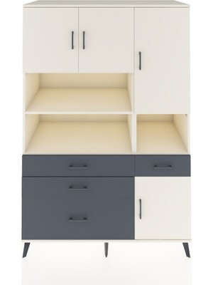 Dienni Kronos Dolap 9 Raflı 4 Çekmeceli 4 Kapaklı 132X59X195 Aytaşı-Aytaşı/antrasit