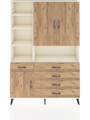 Dienni Arges Dolap 8 Raflı 5 Çekmeceli 3 Kapaklı 132X30X195 Aytaşı-Çam/çam