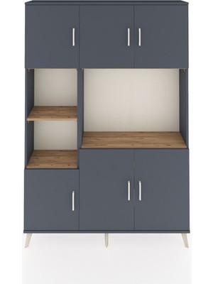 Dienni Arges Dolap 9 Raflı 6 Kapaklı 132X30X195 Antrasit-Antrasit/çam