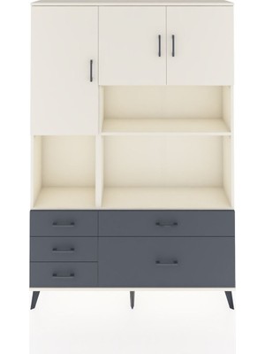 Dienni Arges Dolap 8 Raflı 5 Çekmeceli 3 Kapaklı 132X30X195 Aytaşı-Aytaşı/antrasit