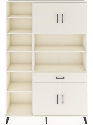 Dienni Arges Dolap 10 Raflı Tek Çekmeceli 4 Kapaklı 132X30X195 Aytaşı-Aytaşı/aytaşı