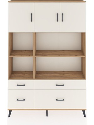 Dienni Arges Dolap 8 Raflı 4 Çekmeceli 3 Kapaklı 132X30X195 Çam-Aytaşı/aytaşı