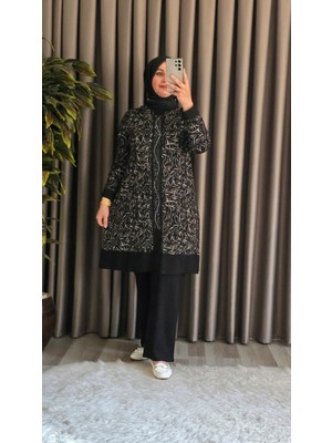 Elmas Tesettür Kadın Giyim Şerit Desenli Samira Takım