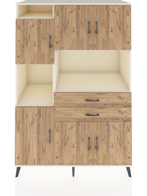 Dienni Kronos Dolap 8 Raflı 2 Çekmeceli 6 Kapaklı 132X59X195 Aytaşı-Çam/çam