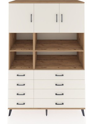 Dienni Kronos Dolap 8 Raflı 8 Çekmeceli 3 Kapaklı 132X59X195 Çam-Aytaşı/aytaşı