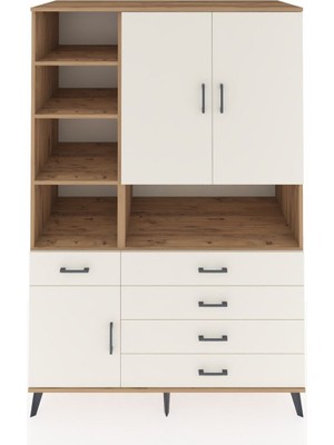 Dienni Kronos Dolap 8 Raflı 5 Çekmeceli 3 Kapaklı 132X59X195 Çam-Aytaşı/aytaşı