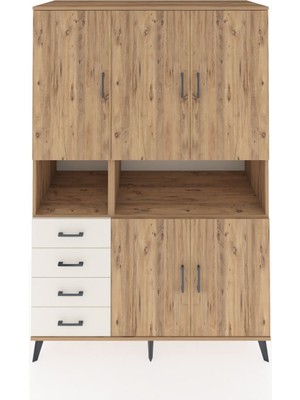 Dienni Kronos Dolap 7 Raflı 4 Çekmeceli 5 Kapaklı 132X59X195 Çam-Çam/aytaşı