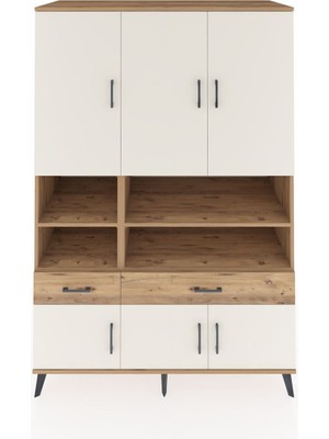 Dienni Kronos Dolap 8 Raflı 2 Çekmeceli 6 Kapaklı 132X59X195 Çam-Aytaşı/çam