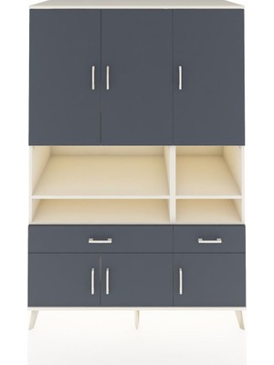 Dienni Kronos Dolap 8 Raflı 2 Çekmeceli 6 Kapaklı 132X59X195 Aytaşı-Antrasit/antrasit