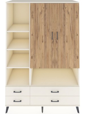 Dienni Kronos Dolap 8 Raflı 4 Çekmeceli 2 Kapaklı 132X59X195 Aytaşı-Çam/aytaşı