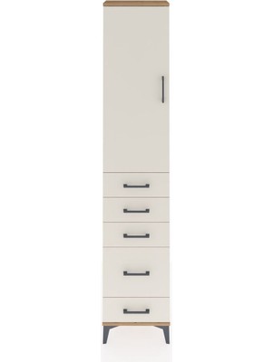 Dienni Arges Dolap 3 Raflı 5 Çekmeceli Tek Kapaklı 44X30X221 Çam-Aytaşı