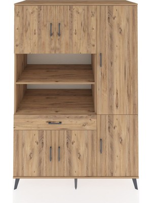 Dienni Kronos Dolap 10 Raflı Tek Çekmeceli 6 Kapaklı 132X59X195 Çam-Çam/çam