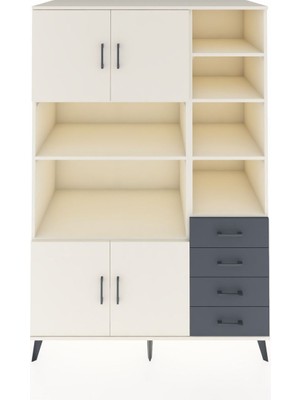 Dienni Kronos Dolap 9 Raflı 4 Çekmeceli 4 Kapaklı 132X59X195 Aytaşı-Aytaşı/antrasit