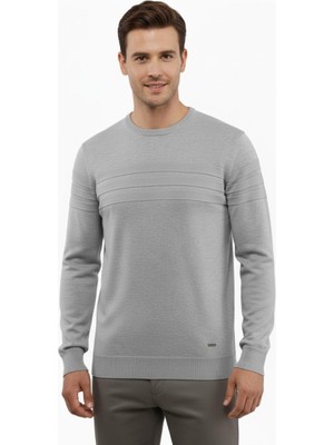 Çizgi Triko Erkek Sıfır Yaka Kazak Çelik Örgü Klasik Kalıp 5247C BGL-ST04858