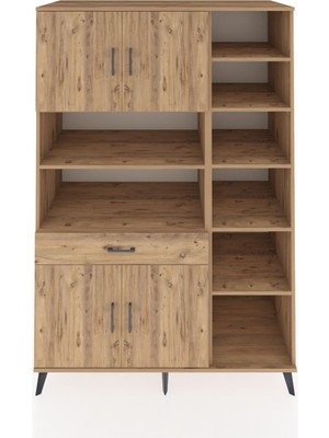 Dienni Kronos Dolap 10 Raflı Tek Çekmeceli 4 Kapaklı 132X59X195 Çam-Çam/çam