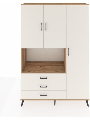 Dienni Hyperion Dolap 7 Raflı 3 Çekmeceli 3 Kapaklı 132X44X195 Çam-Aytaşı/aytaşı